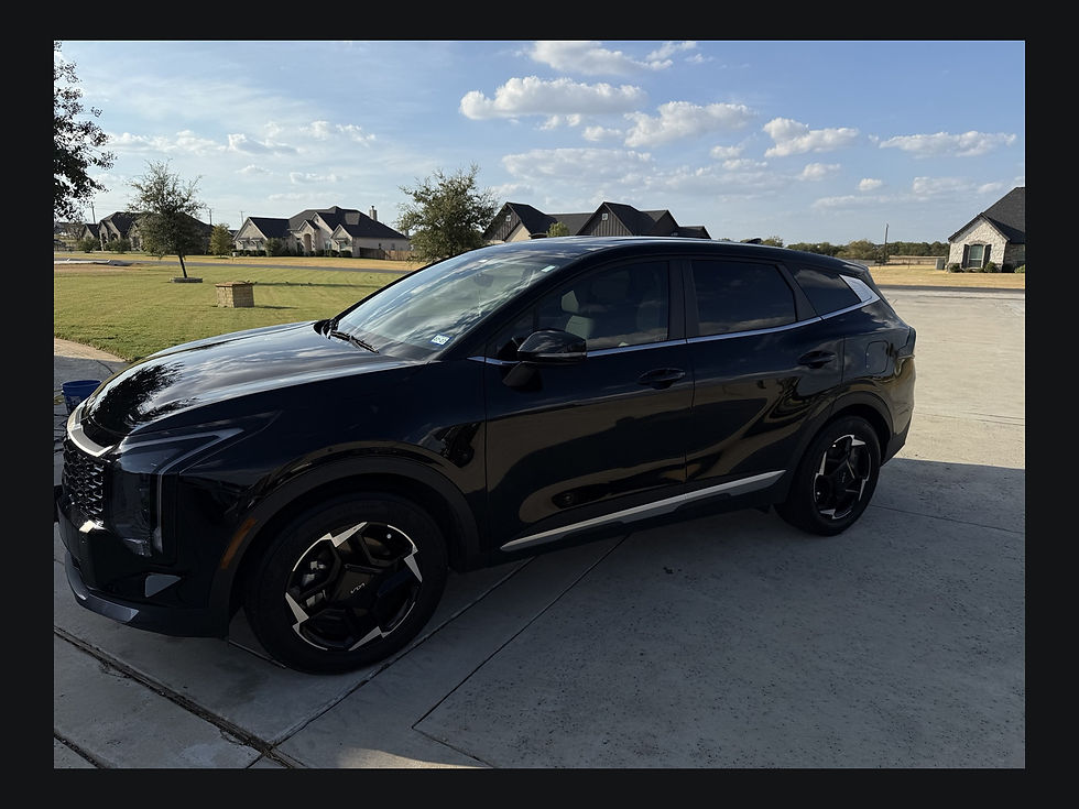 Finished black Kia Sportage after full detail in Weatherford, TX