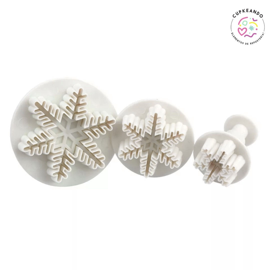 Set de 3 cortadores de copos de nieve con expulsor