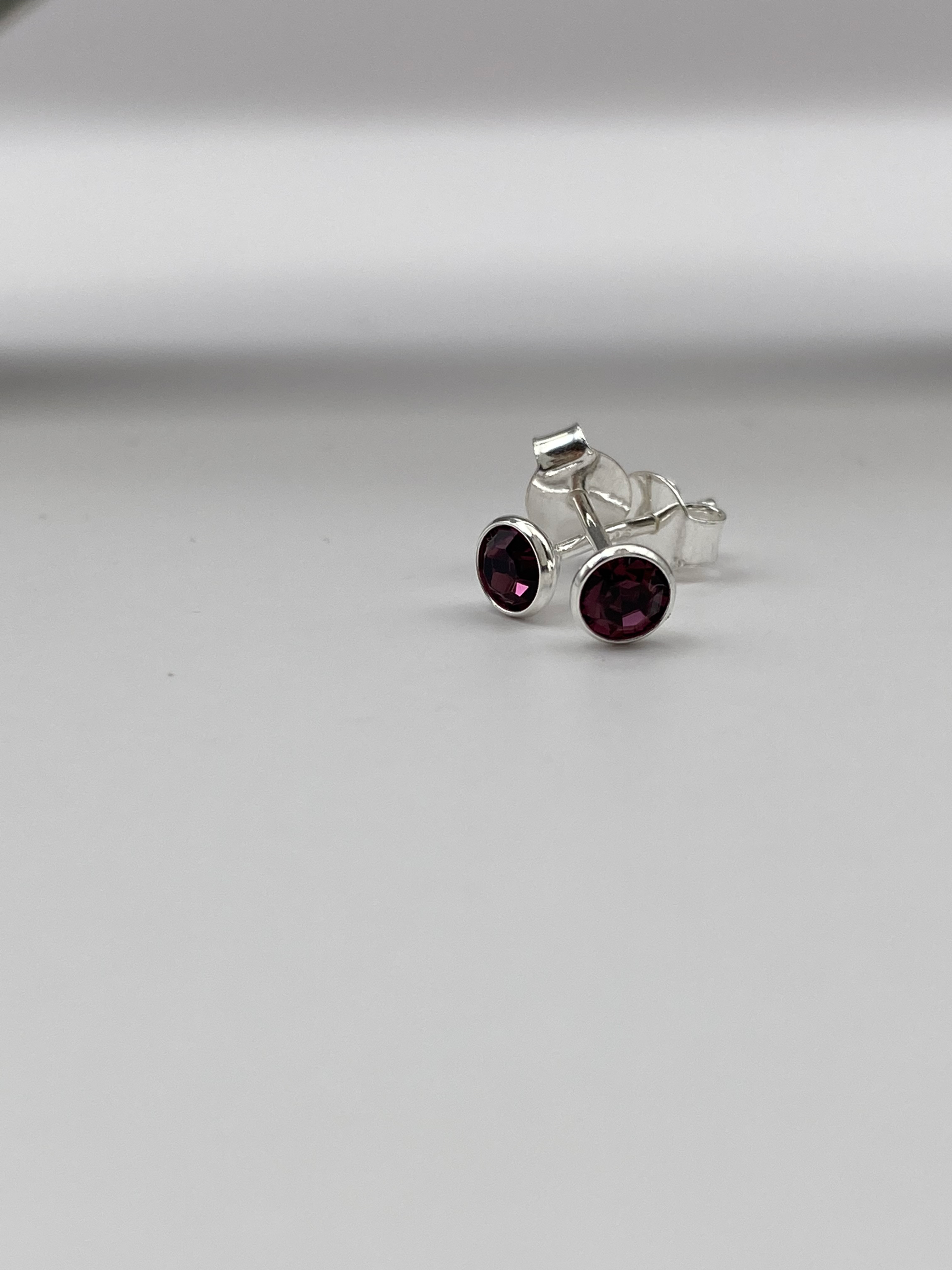 Amethyst Coloured Swarovski Crystal Stud Earrings - February 