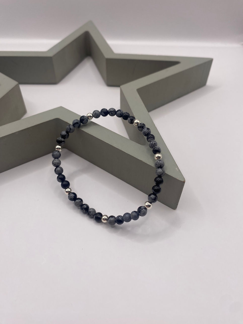 Thumbnail: Snowflake Obsidian & Sterling Silver Bracelet