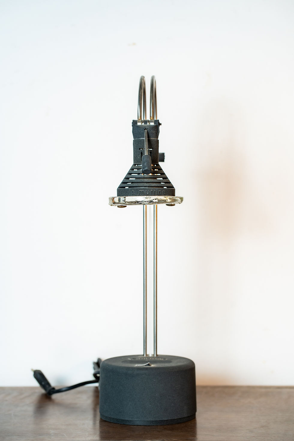 Miniatura: coppia di lampade in metallo, plastica e vetro di murano