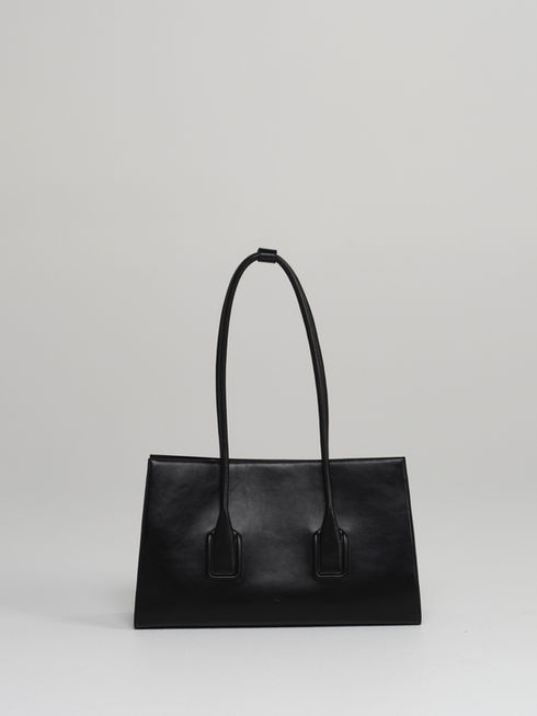 MATEO handcrafted leather tote bag in rich black - front view.