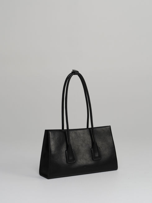 MATEO handcrafted leather tote bag in black - side view
