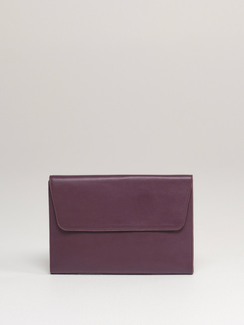 CLEO leather laptop sleeve case in fig