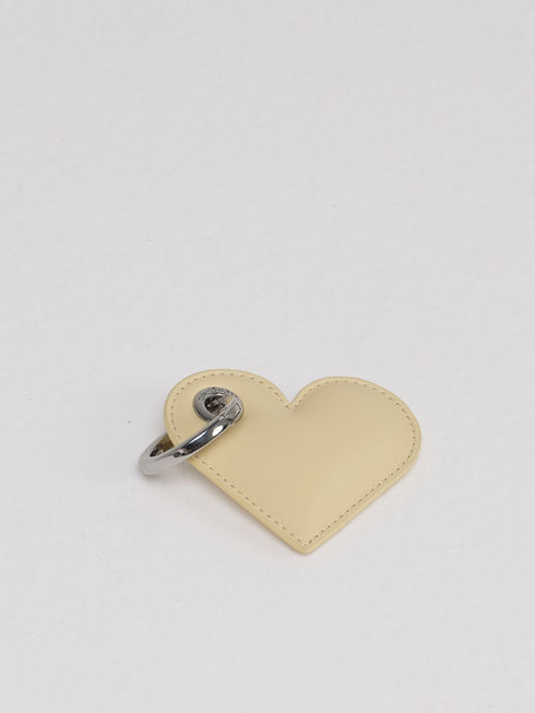 LOLITA heart-shaped leather key ring in soft butter cream