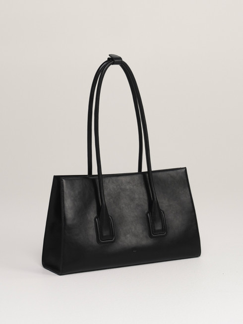 MATEO Australian leather tote bag in black, angled
