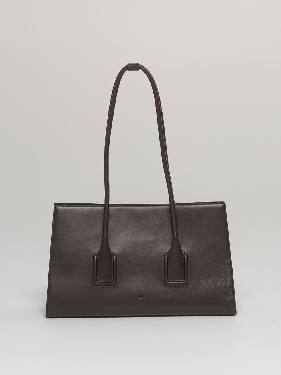 MATEO Australian leather tote bag in chocolate, front view.