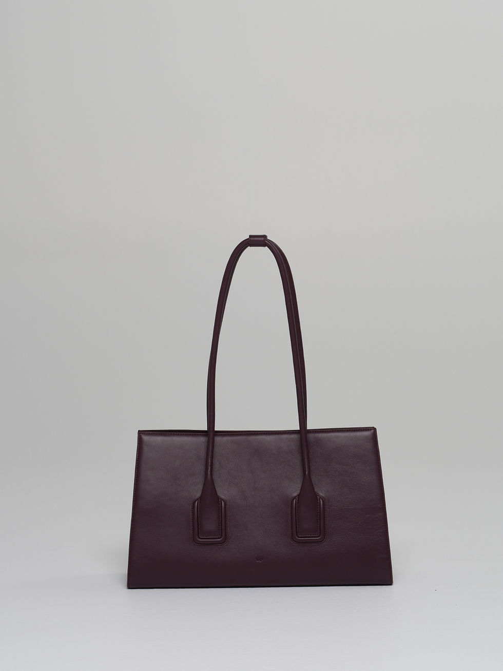 MATEO handcrafted leather tote bag in fig - front view.