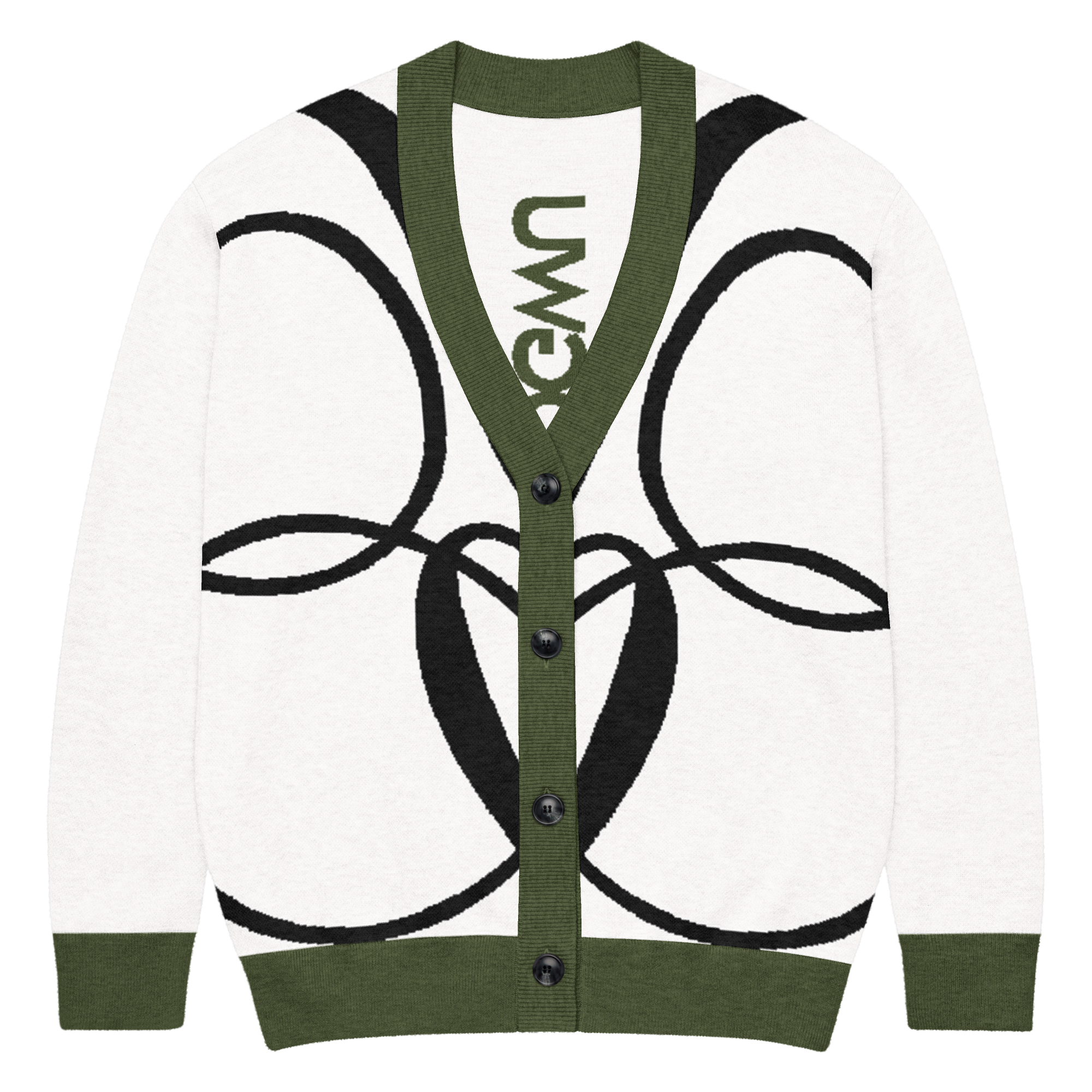 M: outerwear #26261: "ODOGWU", cardigan sweater .wht/olv