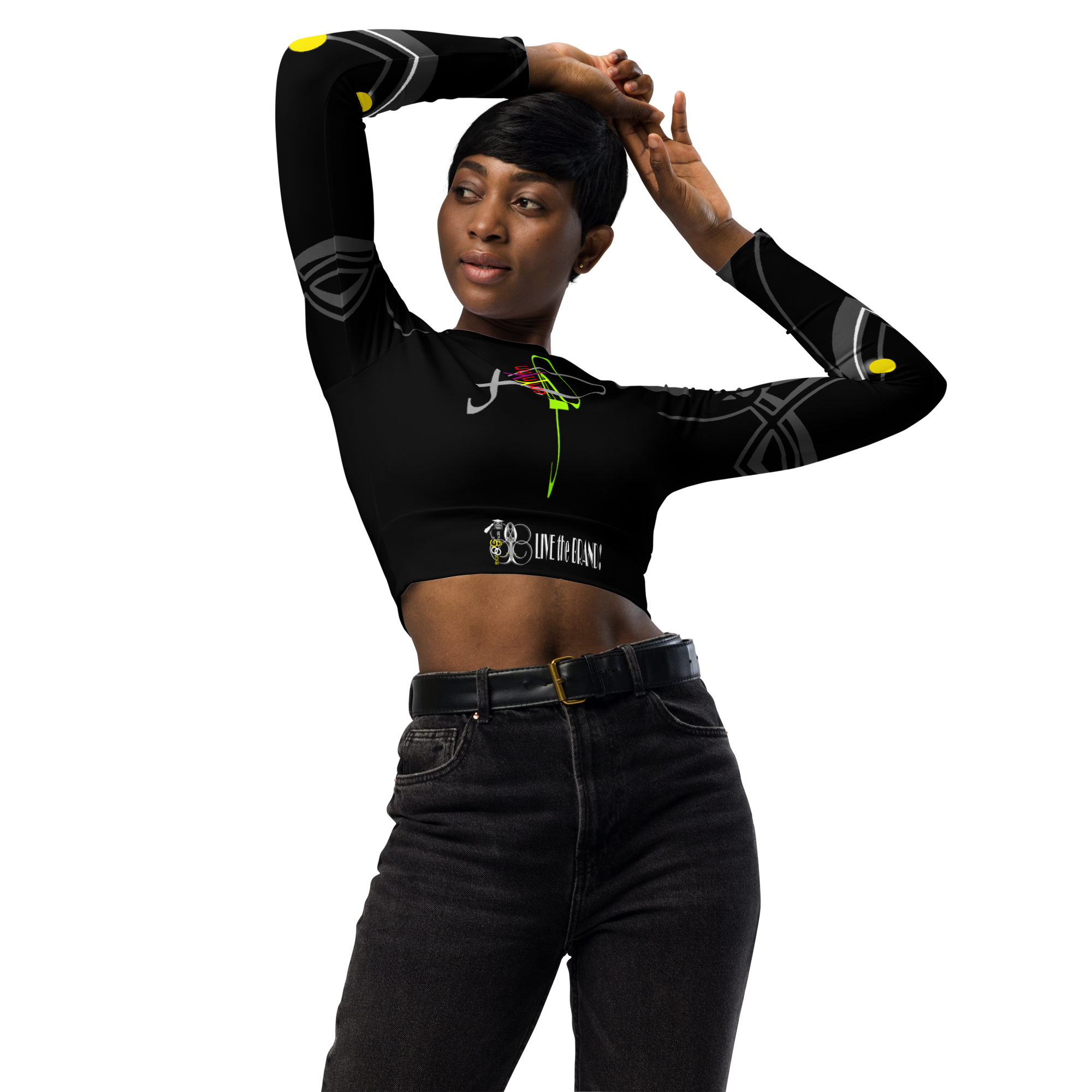 W: sportswear: "FemYnYnn", long-sleeve sports crop .blk