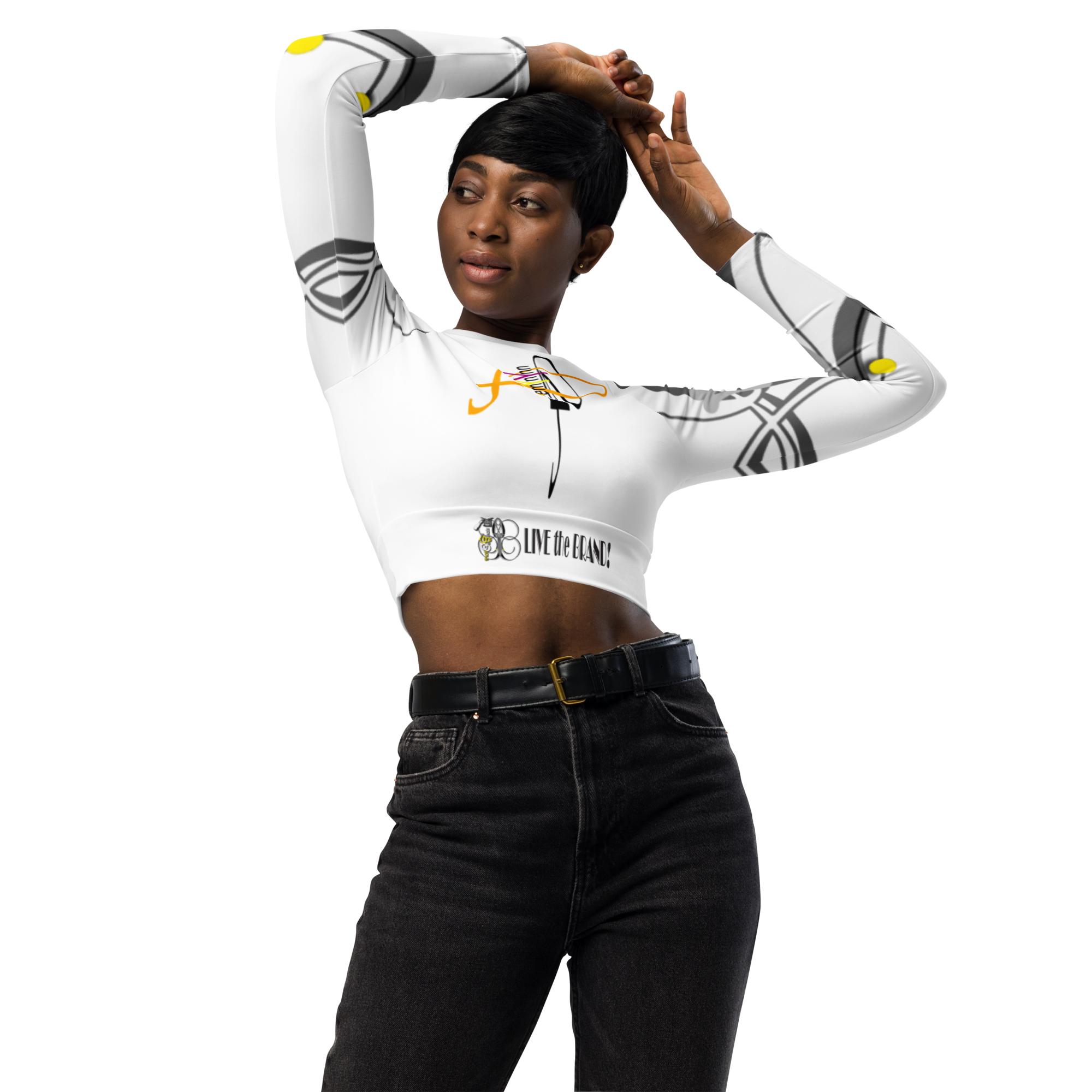 W: sportswear: "FemYnYnn", long-sleeve sports crop .wht