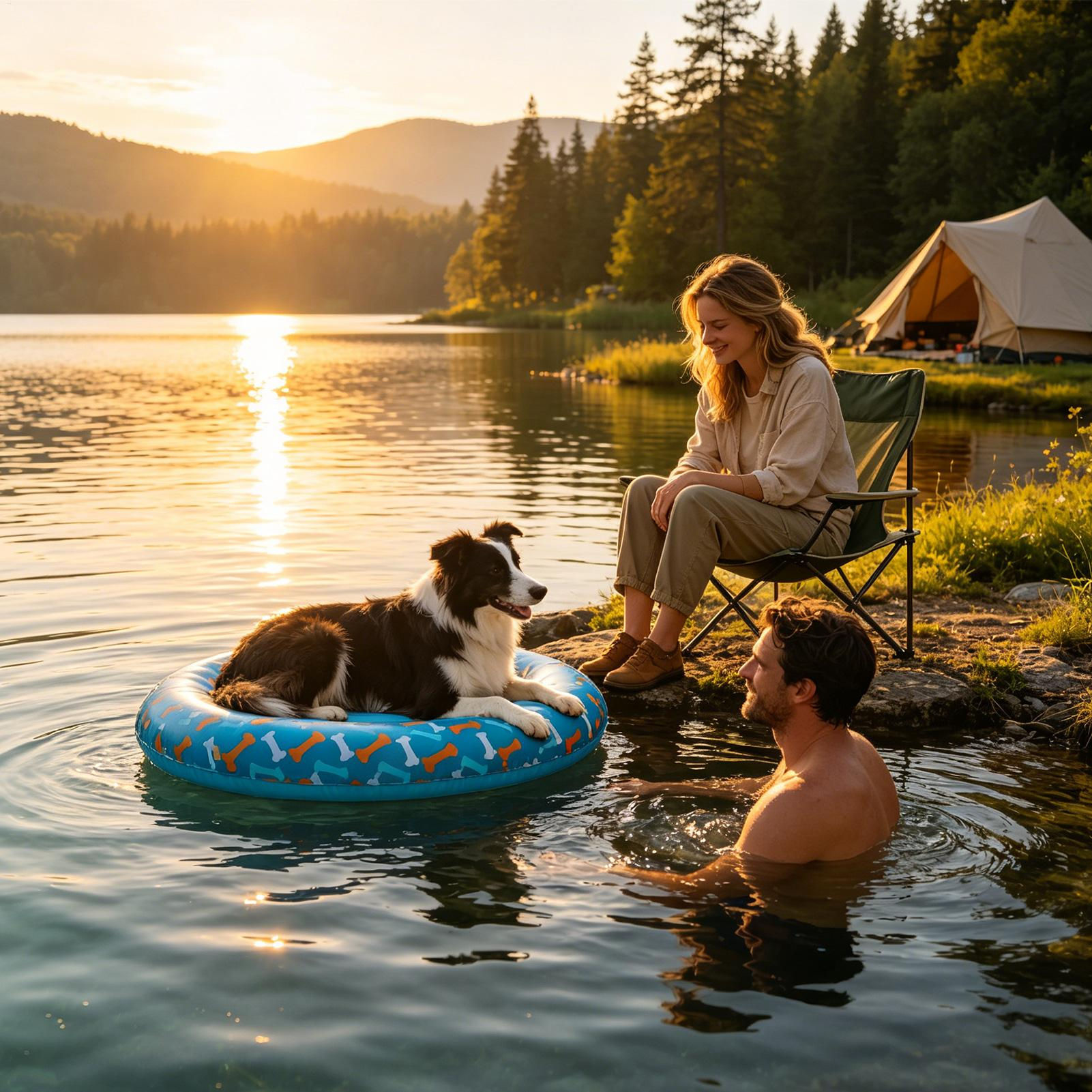 Dog Inflatable Swimming Ring – Anti-Slip PVC Float for Lakes & Pools