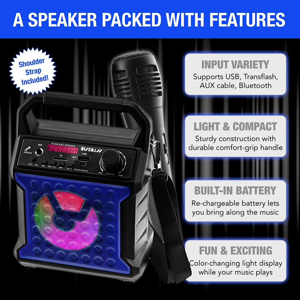 Miniatura: Risebass Portable Karaoke Machine with Microphone - Home Karaoke System with Par
