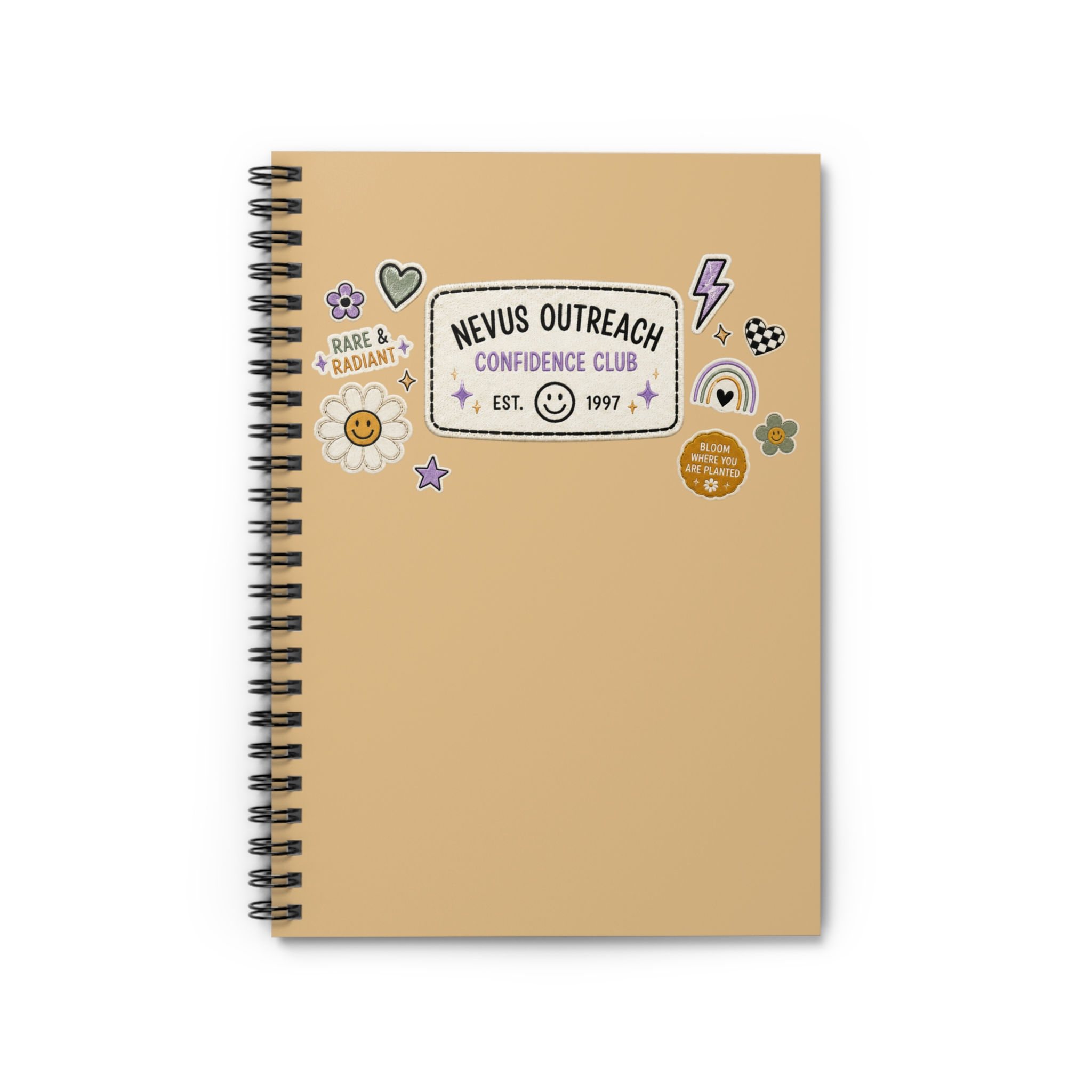 Nevus Outreach Confidence Club Yellow Spiral Notebook 