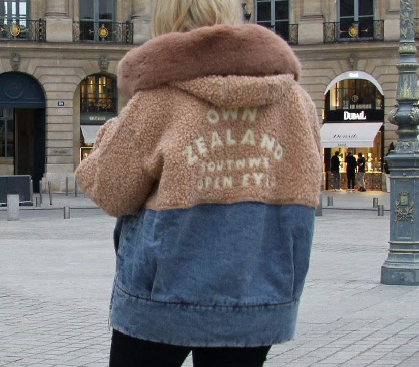 Miniature : MANTEAU EN DENIM BEIGE  FOURRURE SYNTHÉTIQUE