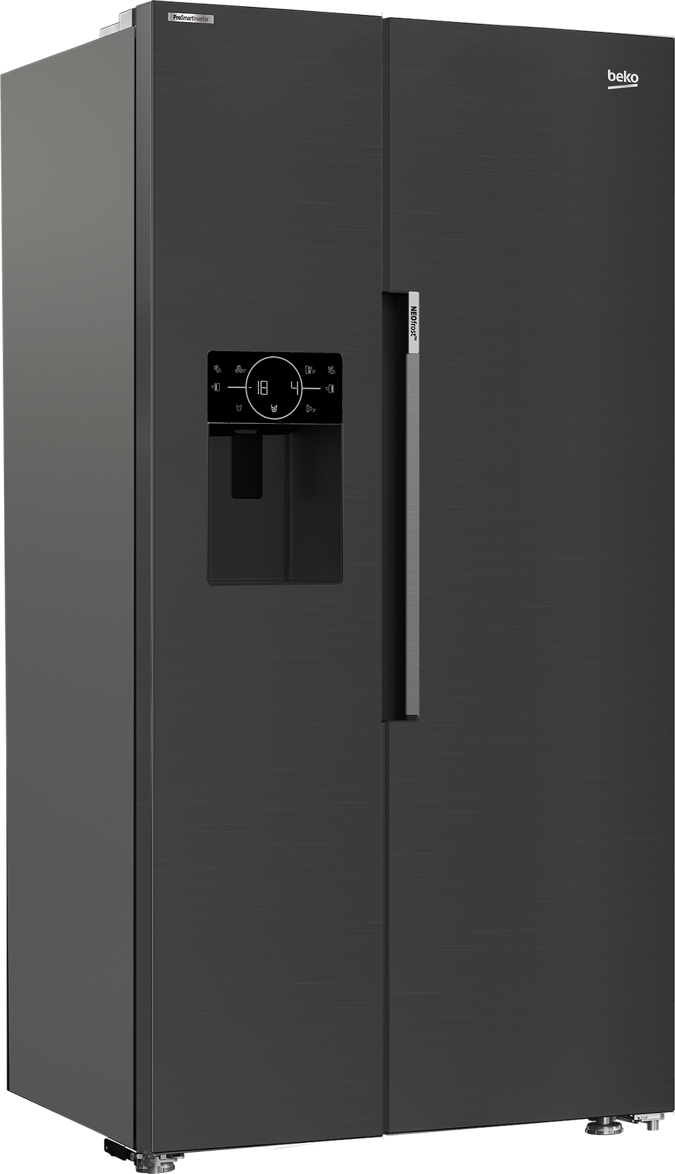 Thumbnail: Beko Fridge Freezer American Style With Water Dispenser Dark Inox