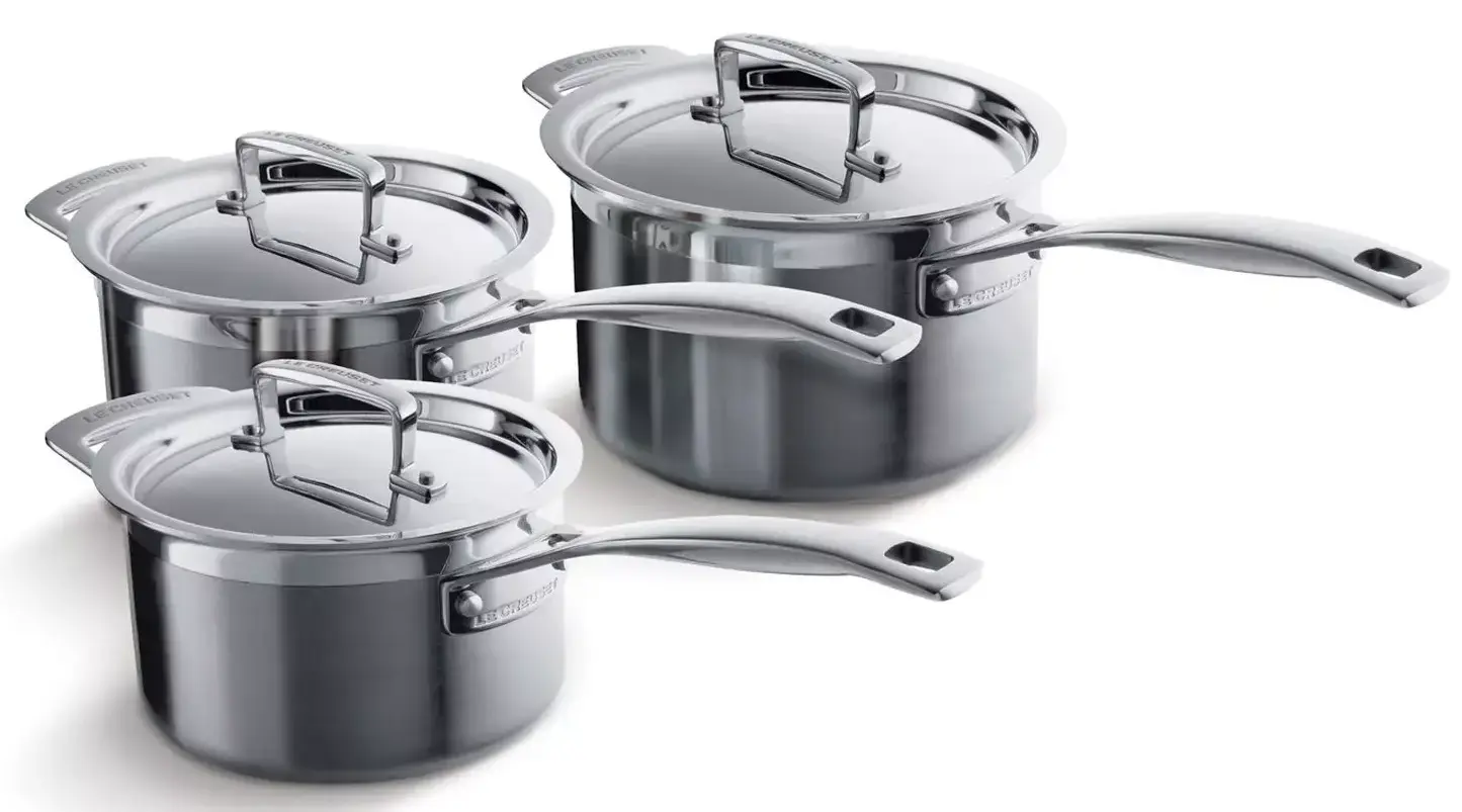 Le Creuset 3-ply Stainless Steel 3 Saucepan Set 16/18/20 with lids