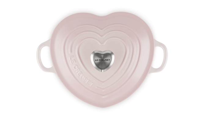 Thumbnail: Le Creuset Cast Iron Heart Shaped Casserole with Heart Knob Shell Pink
