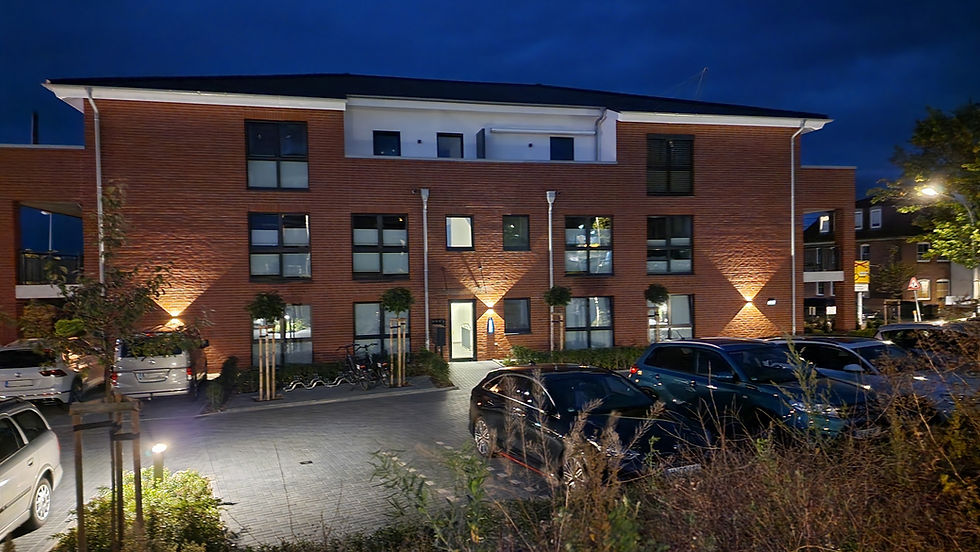 Hansehaus 15 bei Nacht.