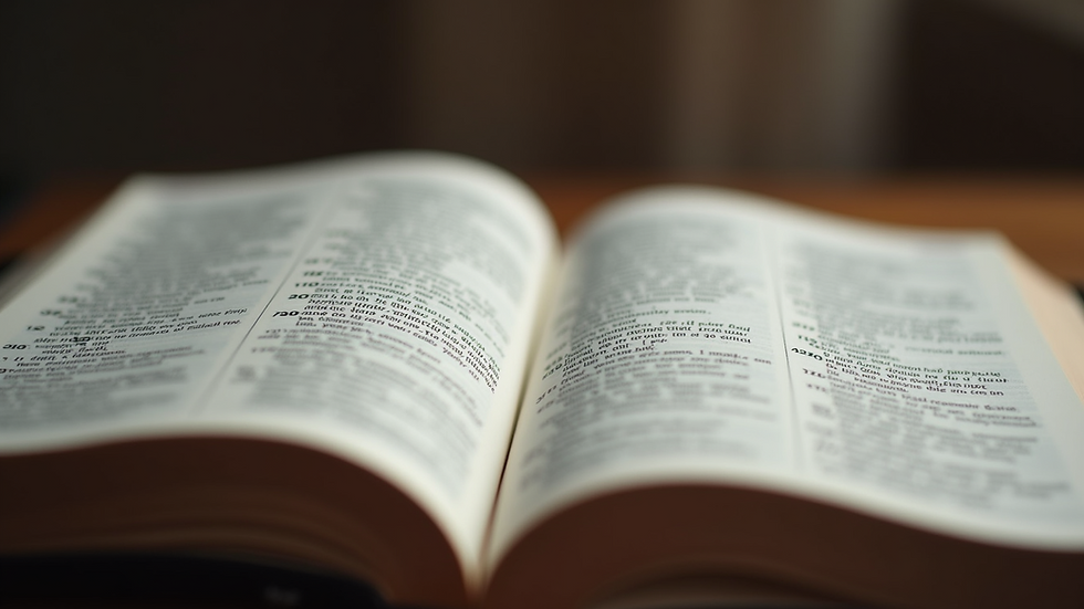 Eye-level view of an open Bible with highlighted verses