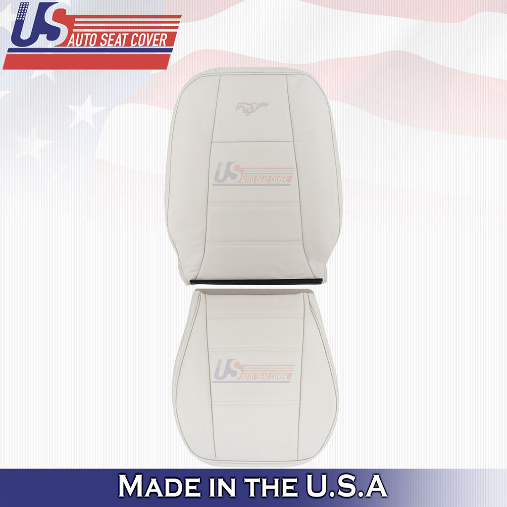 1999-2004 Ford Mustang V6 Driver Top/Bottom Leather seat cover Oxford White