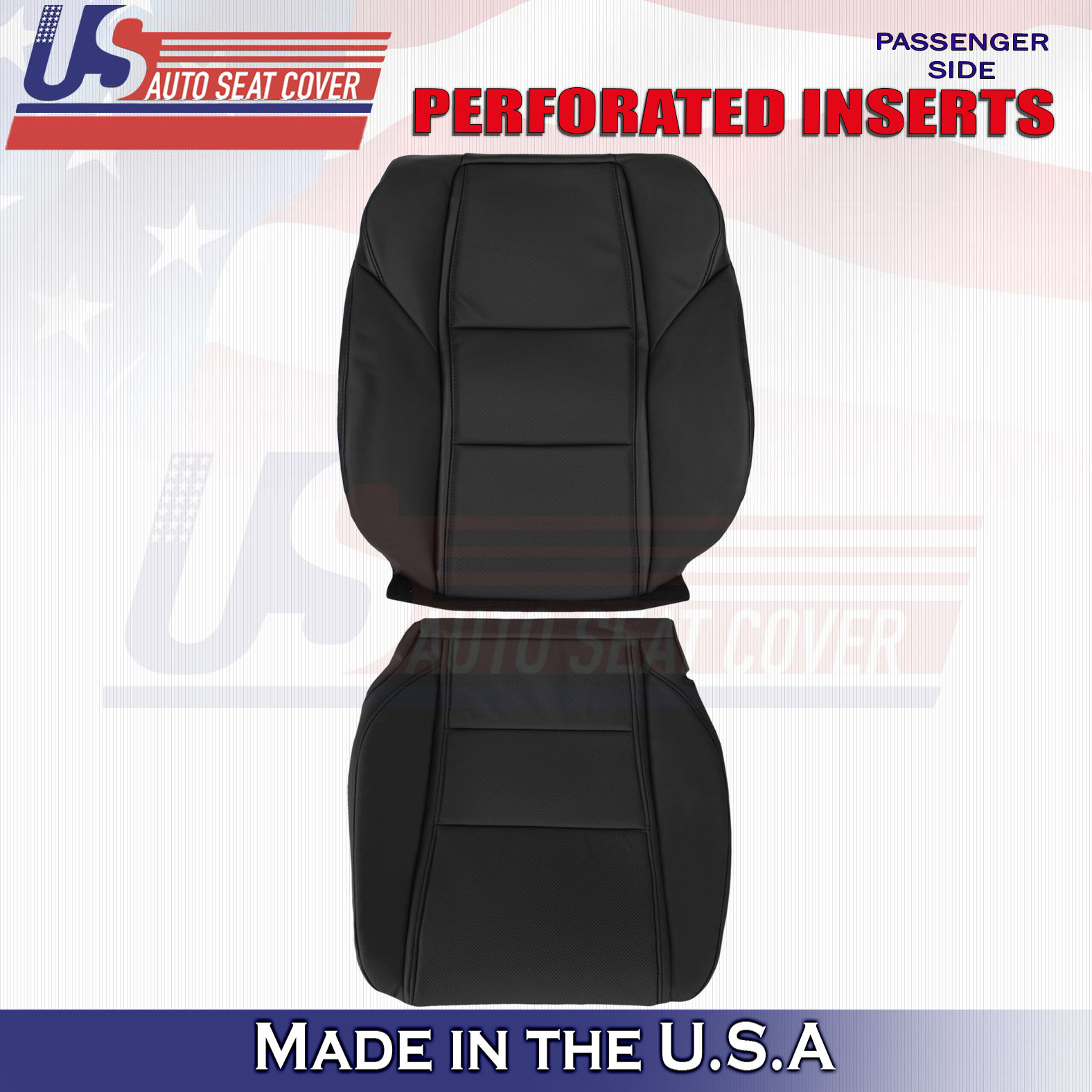 2009-2014 For Acura TL Passenger Top-Bottom Leather Seat Cover Black Perforated