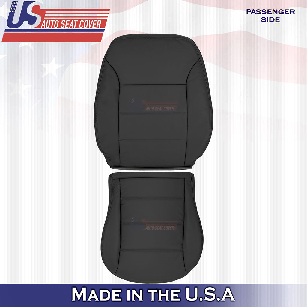 1999 to 2004 Volkswagen Jetta Passenger Top & Bottom Leather Seat Cover Black