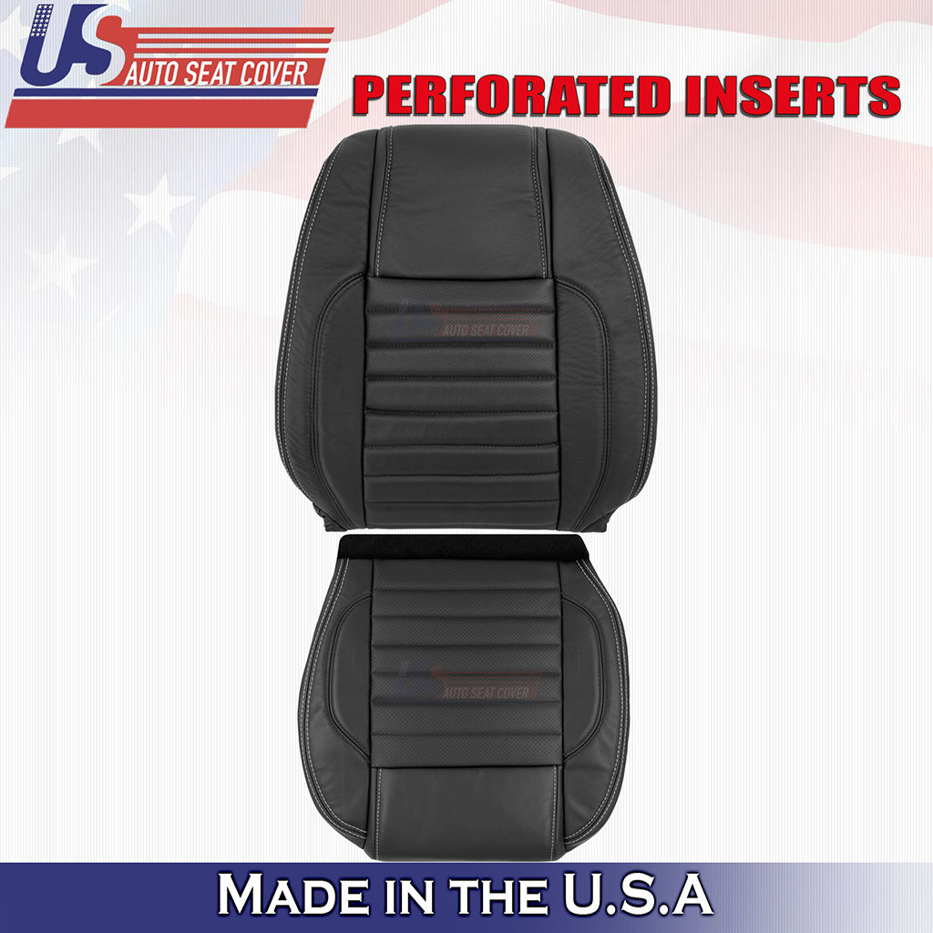 2010-2014 Ford Mustang Driver Top& Bottom Leather w/Perf Seat Cover Black