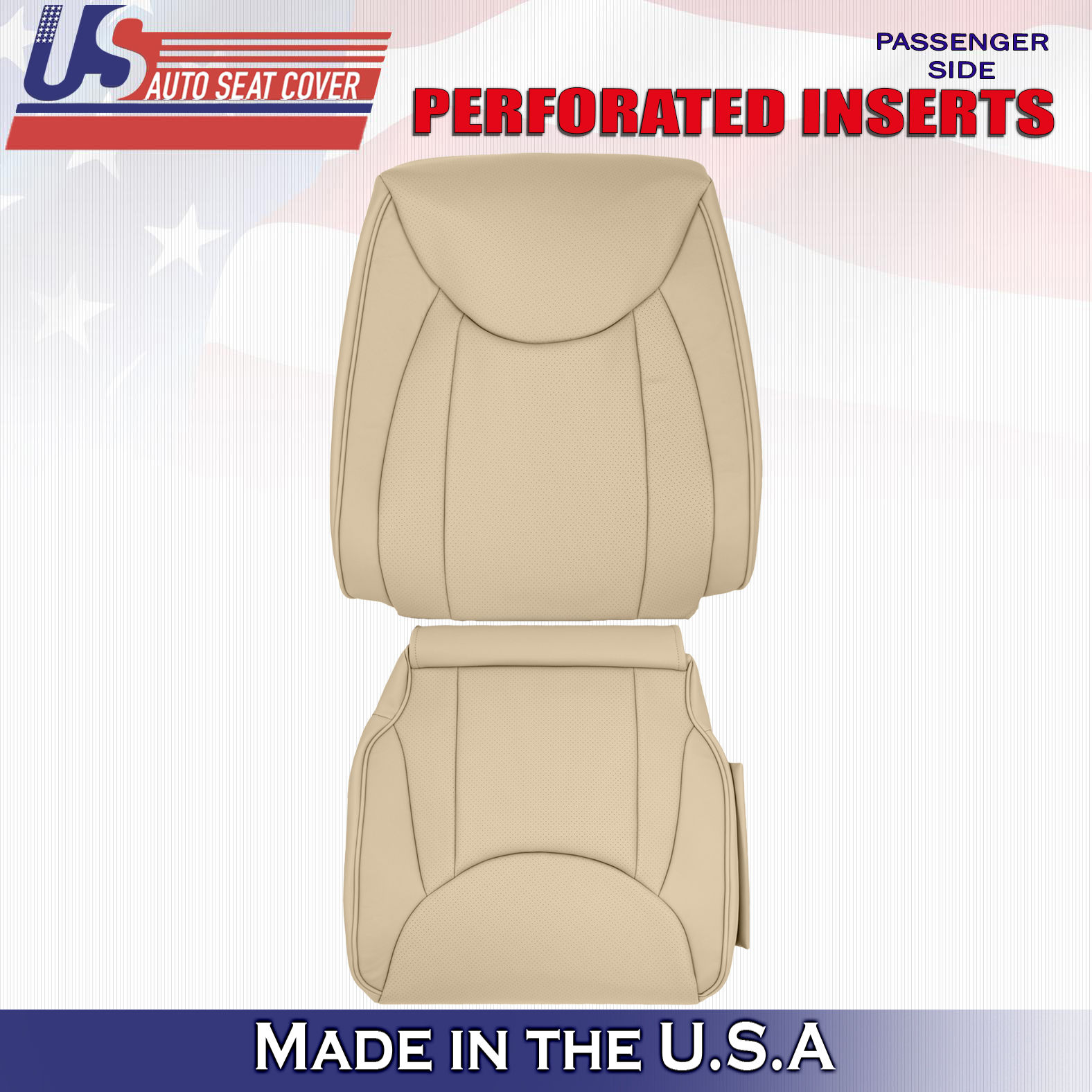 2001 - 2006 For Lexus LS430 Passenger Top-Bottom in Leather Tan Perforated.