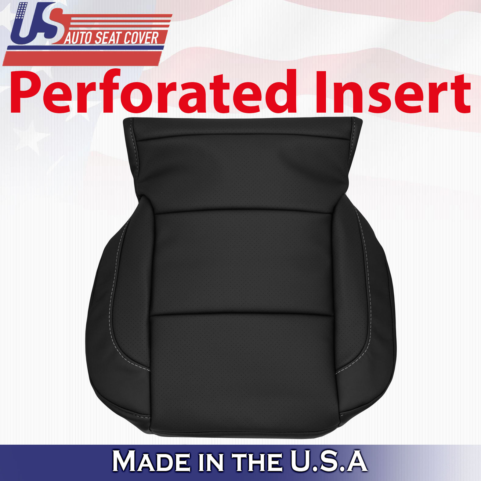 2014-2019 Chevy/GMC Passenger Bottom Leather Seat Cover Black Perforated