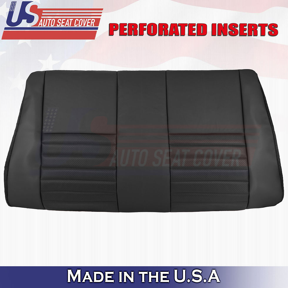 Thumbnail: 1999-2004 Ford Mustang Rear Bench Leather Seat Covers in Black-Perforated