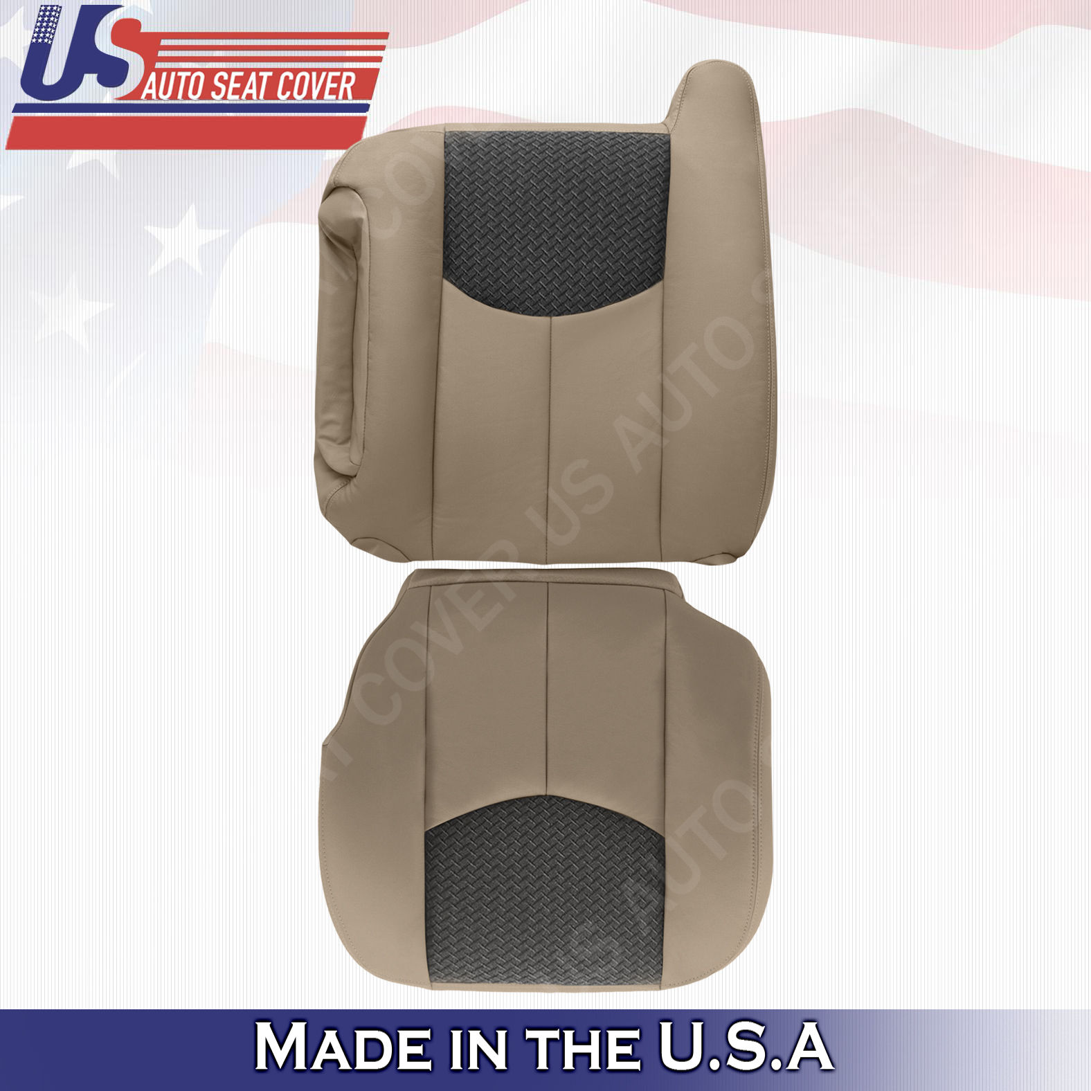 2003-2006 Chevy Avalanche Driver Top/Bottom Leather/Cloth Cover Neutral Tan