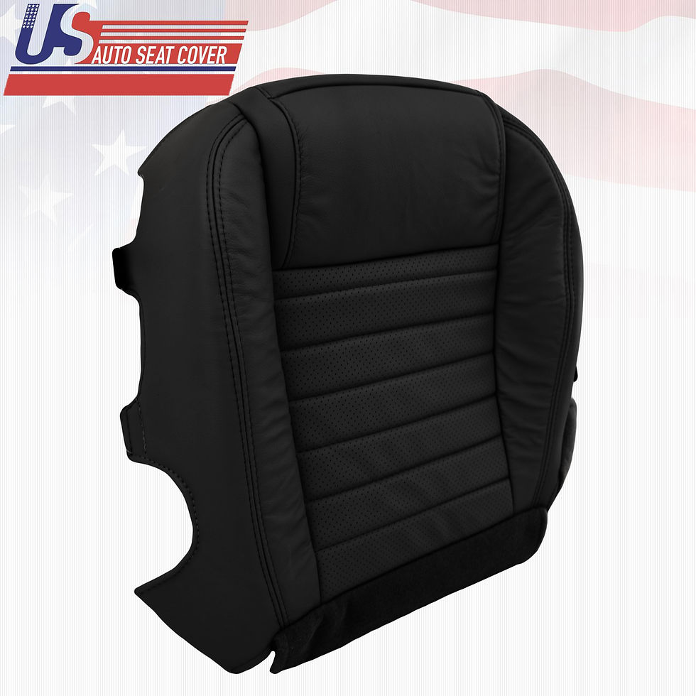 Thumbnail: 2005-2009 Ford Mustang Passenger Bottom Leather Seat Cover in Black (PERFORATED)