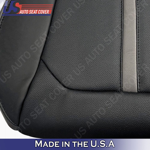 Driver & Passenger Bottom Seat Cover Set For 2015-2020 Ford F-150 Platinum – Black Microfiber Leather