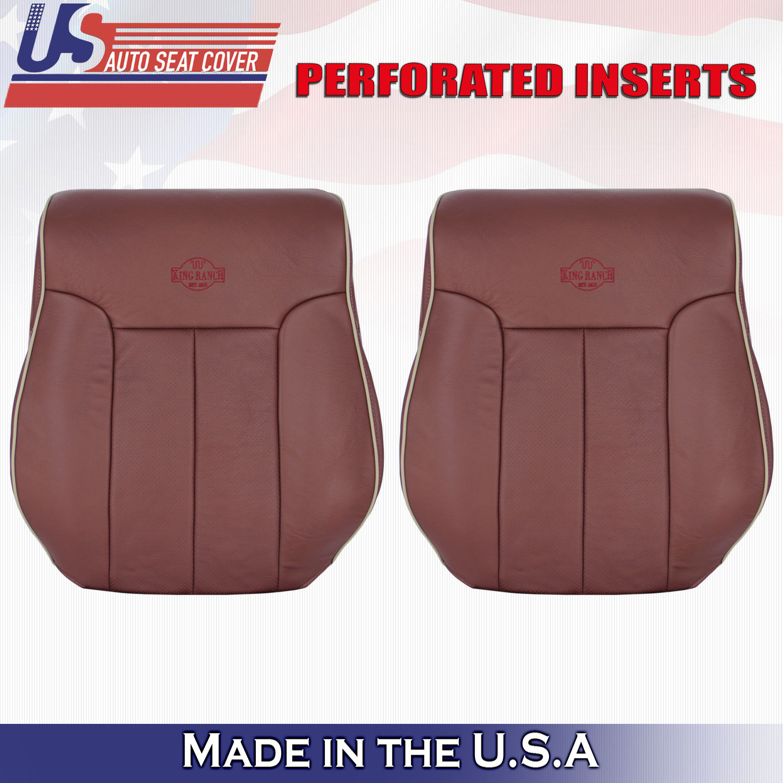 2009 - 2012 Ford F150 King Ranch DRIVER & PASSENGER Top PERFORATED Leather Cover