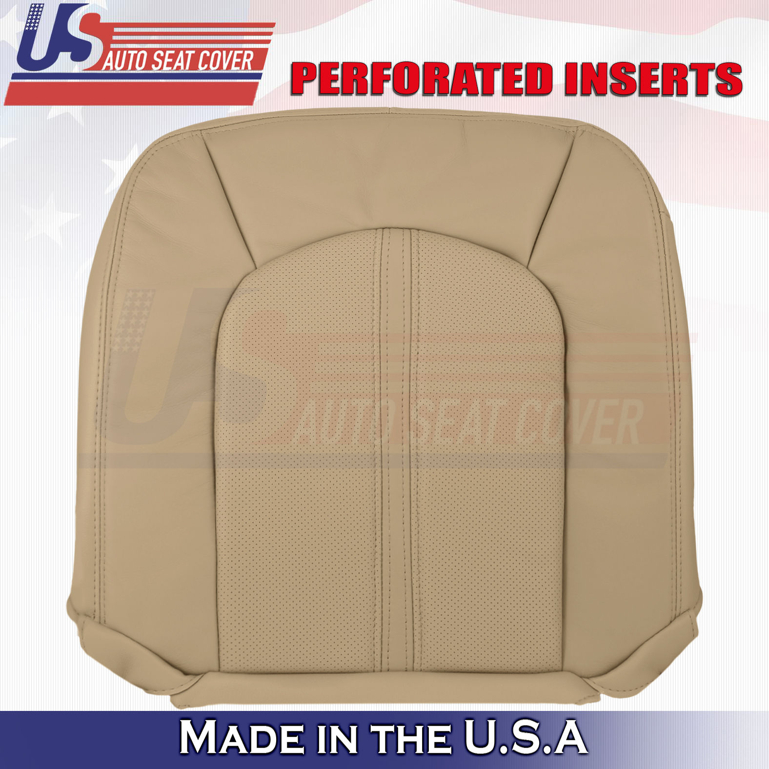 2008 to 2013 Cadillac CTS Driver Bottom Leather Seat Cover Tan- Perforated