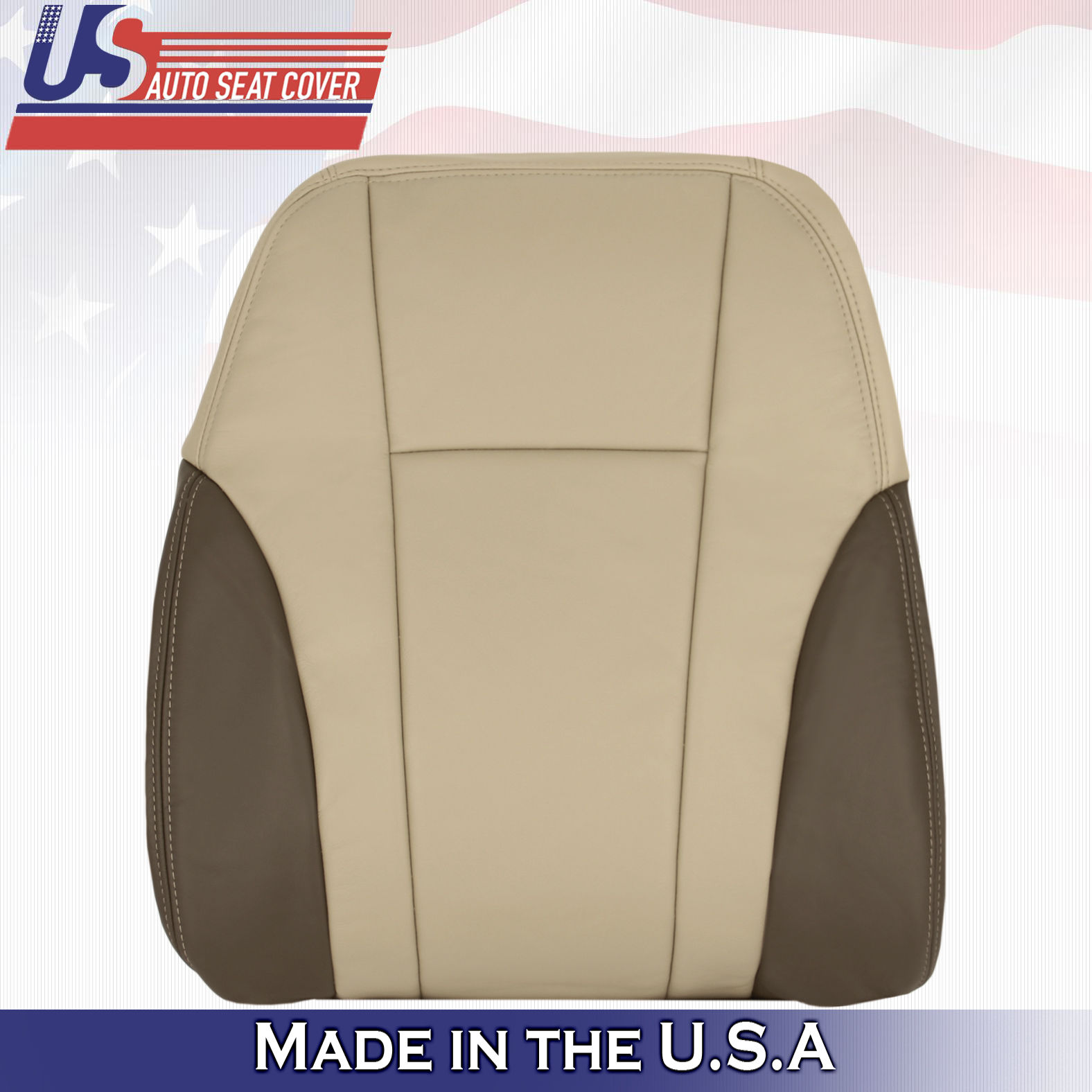 2002 - 2004 Chevy Trailblazer Front Driver Top Leather Seat Cover 2-Tone Tan