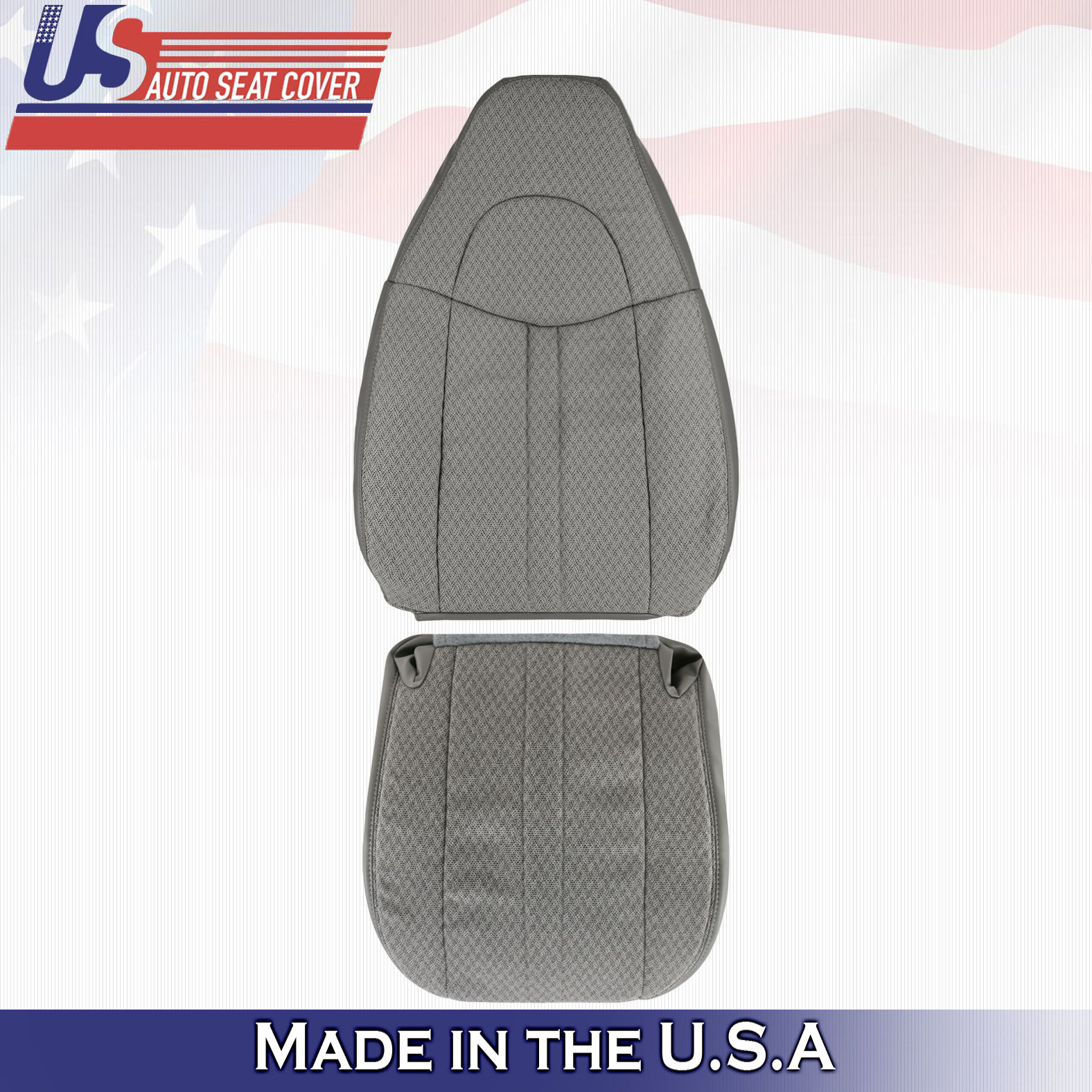2003-2014 Chevy Express Front Top & Bottom Cloth Seat Cover Pewter Gray