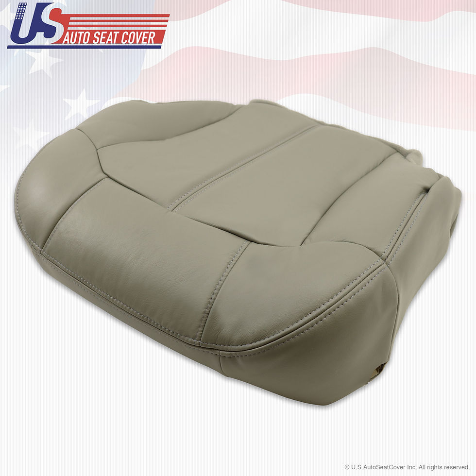 Thumbnail: 2000 - 2002 Chevy | GMC Driver Bottom Leather Seat Cover Pewter Gray