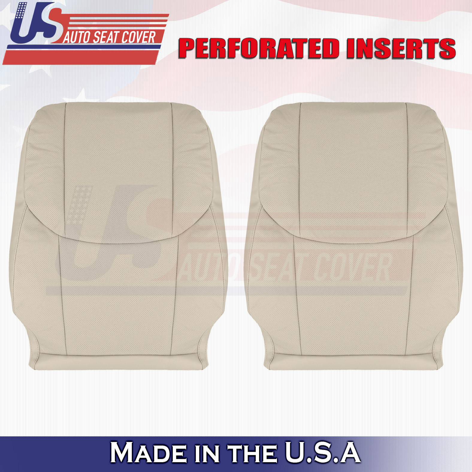 2005-2012 Toyota Avalon Driver/Passenger Top Leather Covers Tan-Perforated