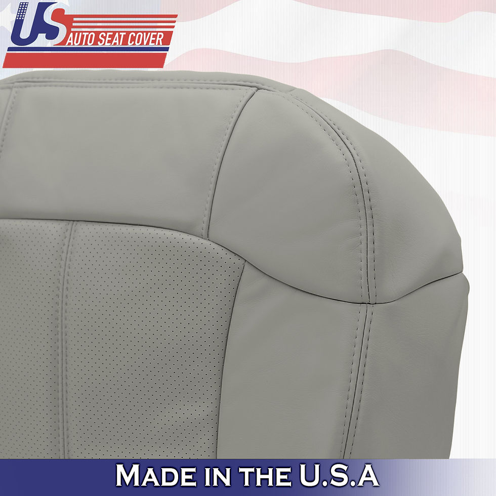 Thumbnail: 2002 Cadillac Escalade Passenger Top/Bottom Gray Leather Seat Covers