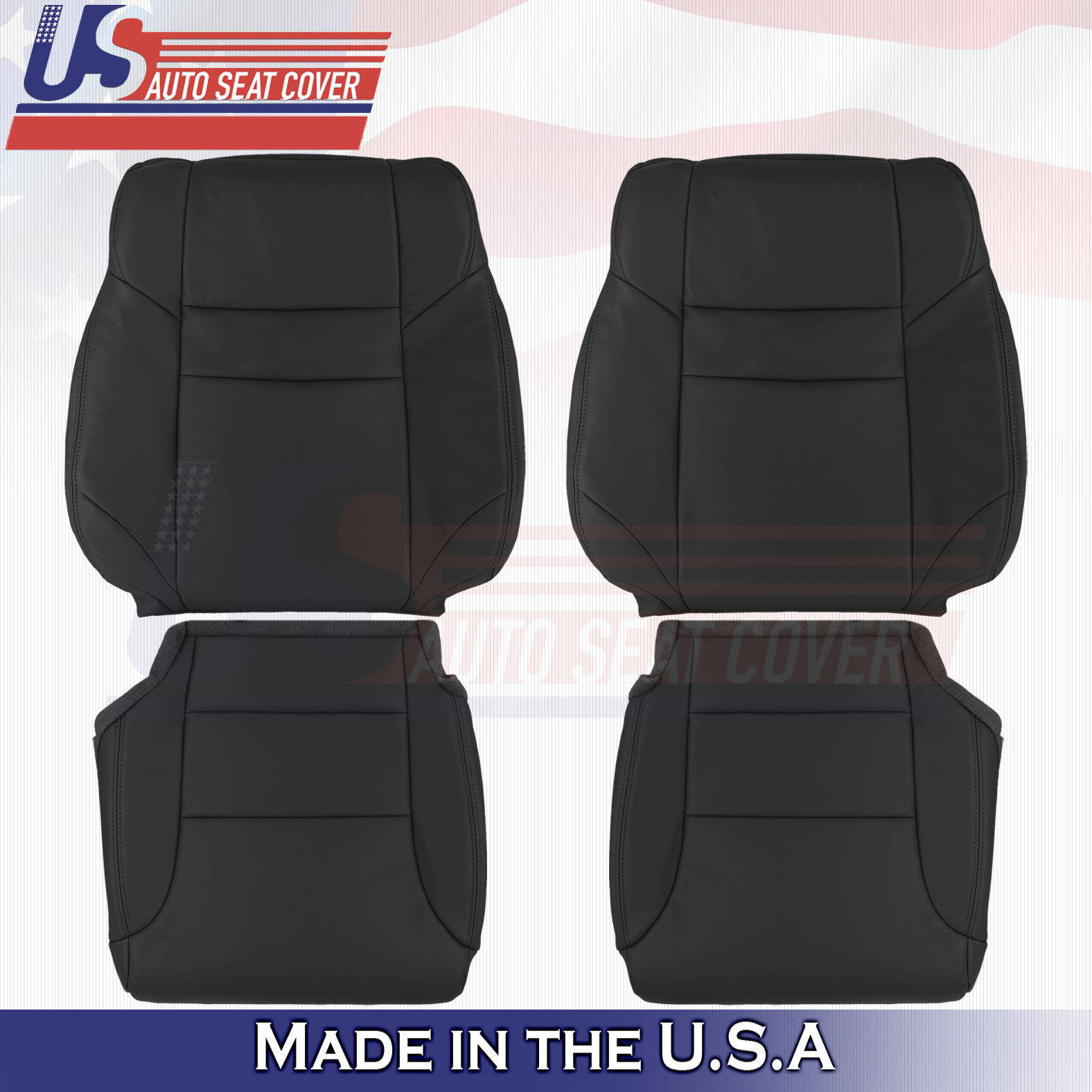2012-2016 Honda CR-V Driver/Passenger Top/Bottom Leather seat Covers Black