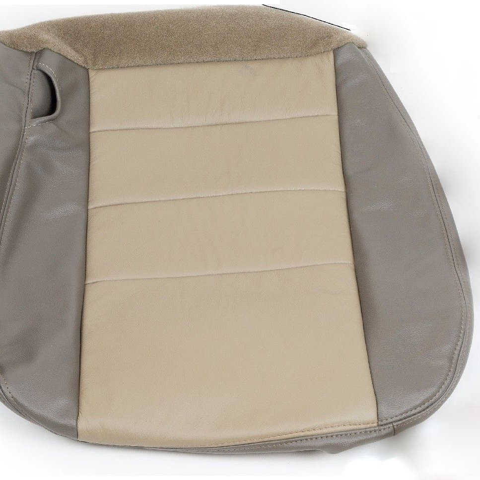 US Auto Nation Front Bottom Leather Seat Covers – For Ford Excursion 2003-2004 (2-Tone Tan, Driver & Passenger)