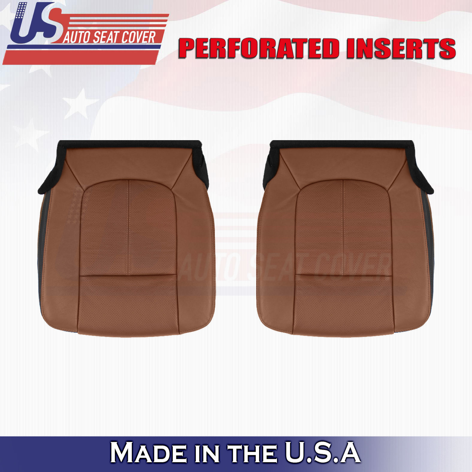 2013-2016 Ford F250 PLATINUM Driver-Passenger Bottoms Leather Brown Perforated