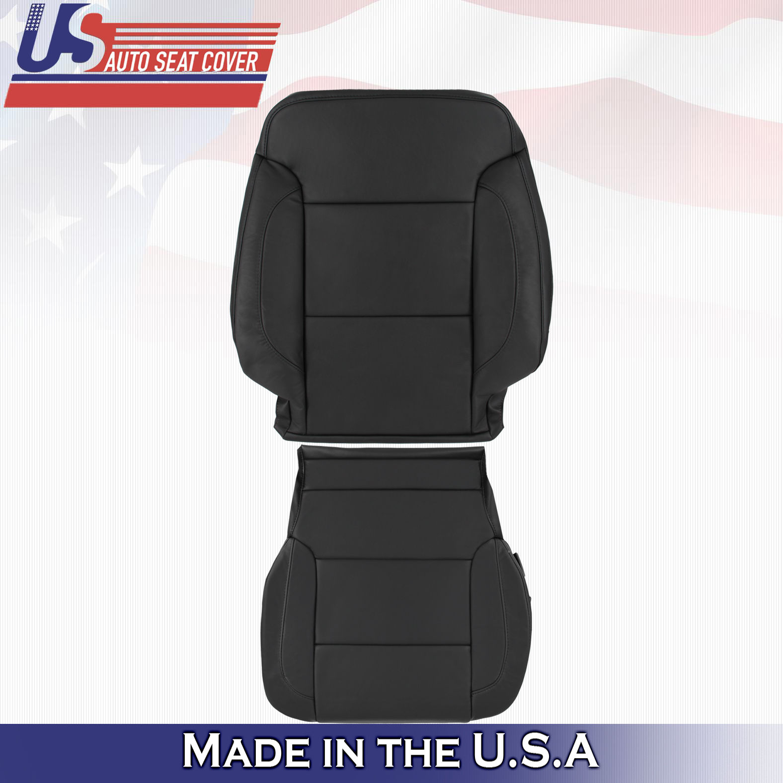 2015-2019 For Chevy Silverado 2500 Front Top& Bottom Leather Cover Black