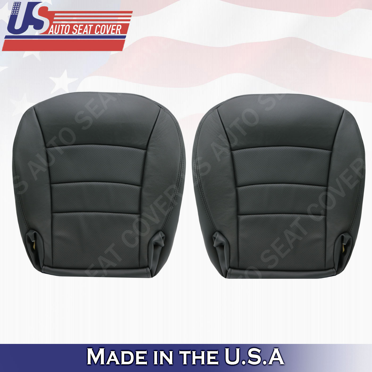 2005 TO 2013 Chevy Corvette Driver & Passenger Bottom Perf. Leather Cover Black