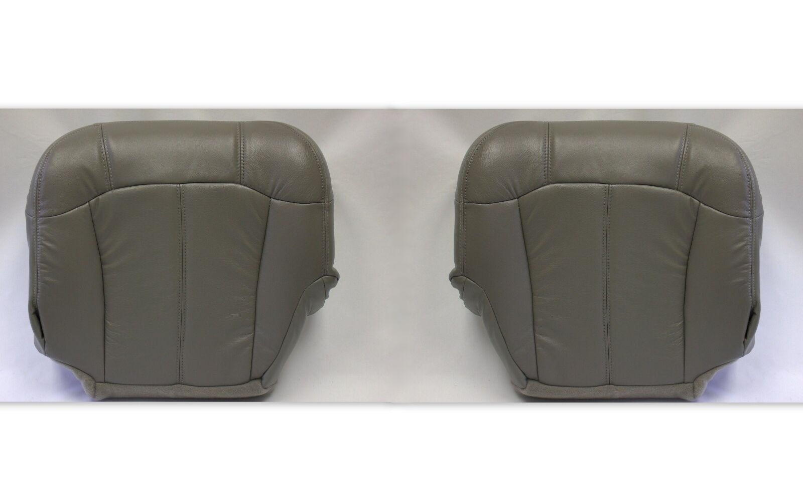 2001 2002 Chevy Silverado Driver and Passenger Bottom Leather Seat Covers Gray