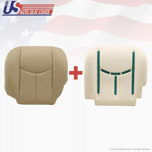 2003 2006 Chevy GMC Driver Leather Seat cover & Foam Cushion Tan 522 C usautoseatcover