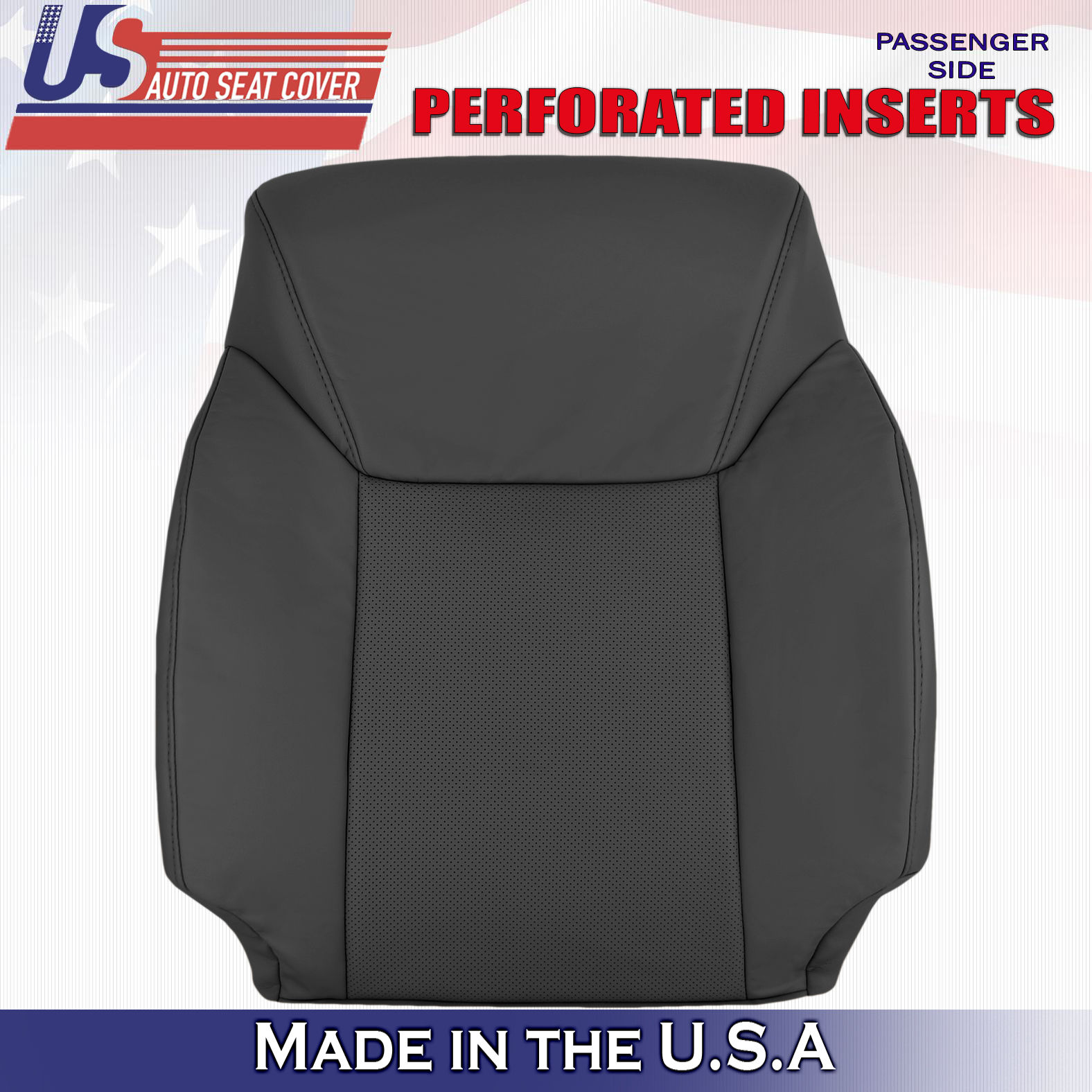 2008-2015 Lexus LX570 Passenger Top Leather Seat Cover Black Perforated