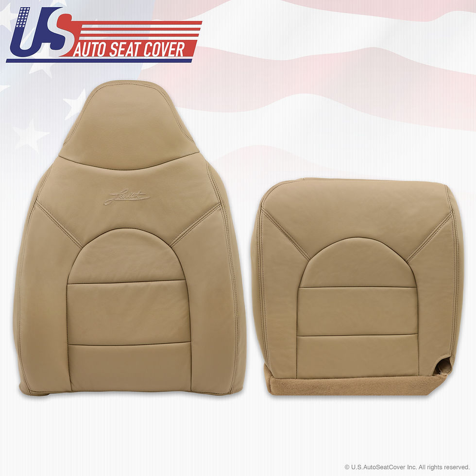 Thumbnail: 2000 Ford F250 350 Lariat Front Driver Side Top & Bottom Leather seat Covers Tan